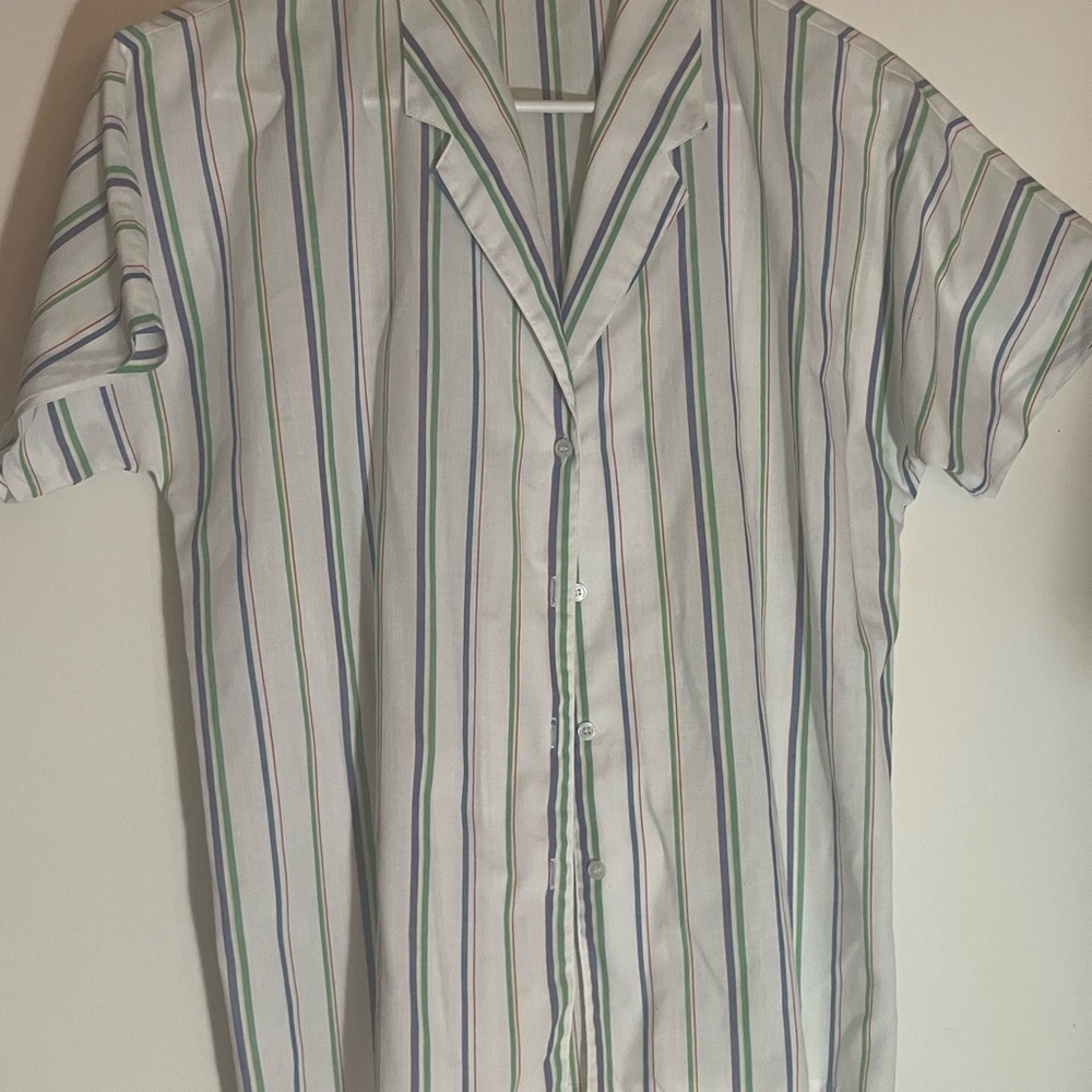SALE! Vintage Striped Button Down Shirt - Green and Blue